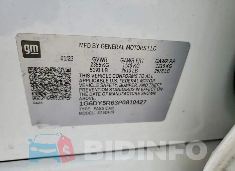 1G6DY5R63P0810427 Photo# 12