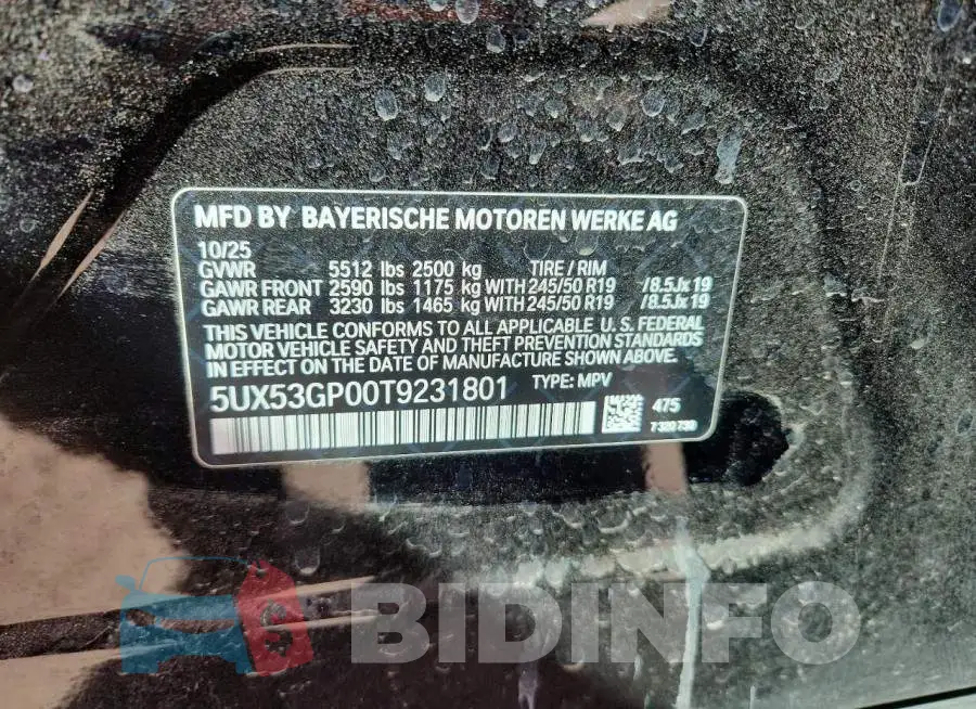 5UX53GP00T9231801 Photo# 13