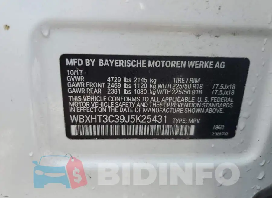WBXHT3C39J5K25431 Photo# 13