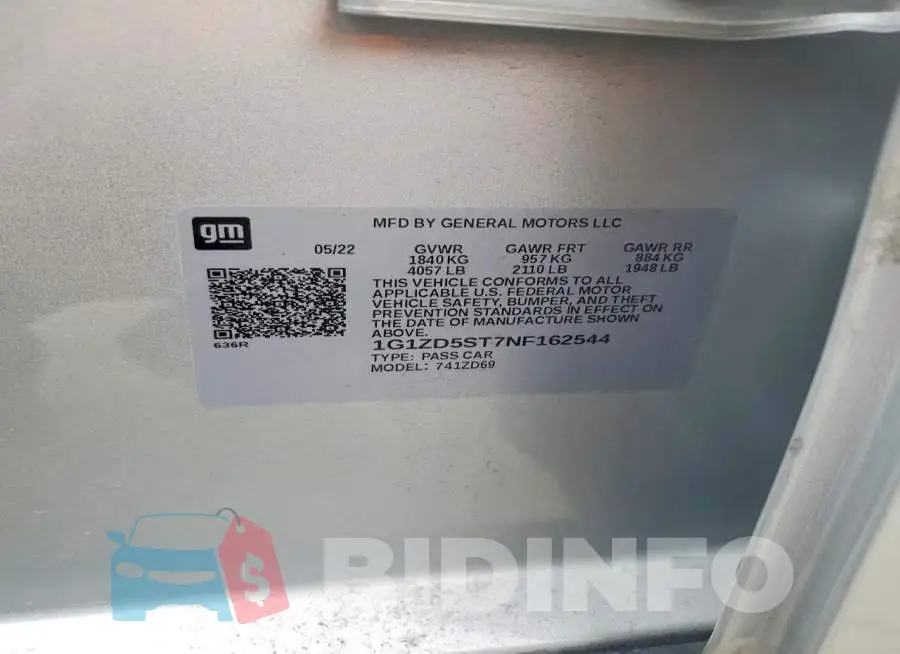 1G1ZD5ST7NF162544 Photo# 13
