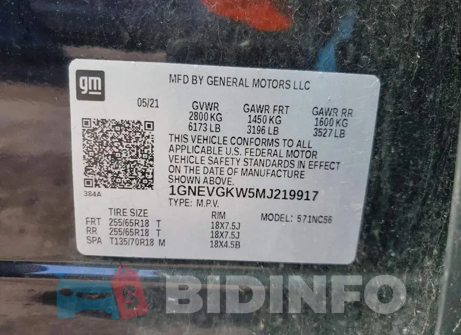 1GNEVGKW5MJ219917 Photo# 13