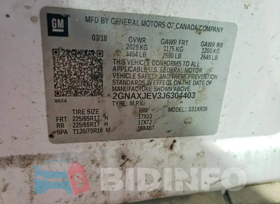 2GNAXJEV3J6304403 Photo# 14