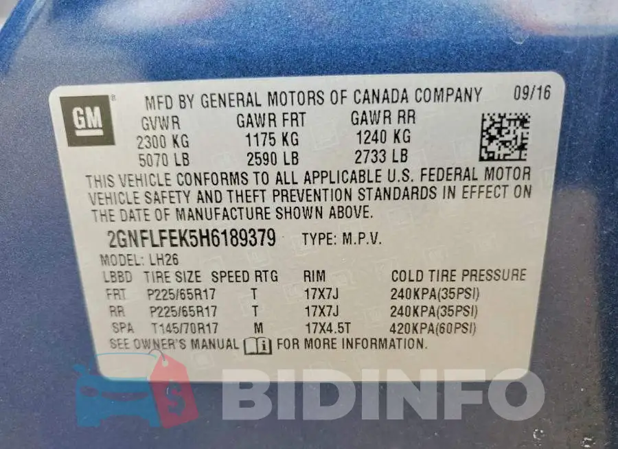 2GNFLFEK5H6189379 Photo# 13