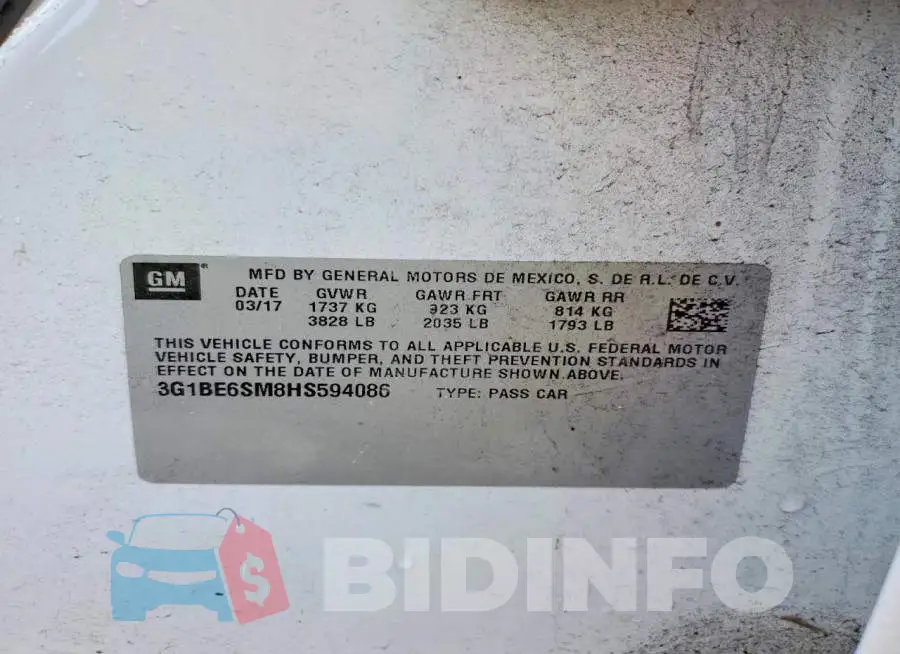 3G1BE6SM8HS594086 Photo# 12