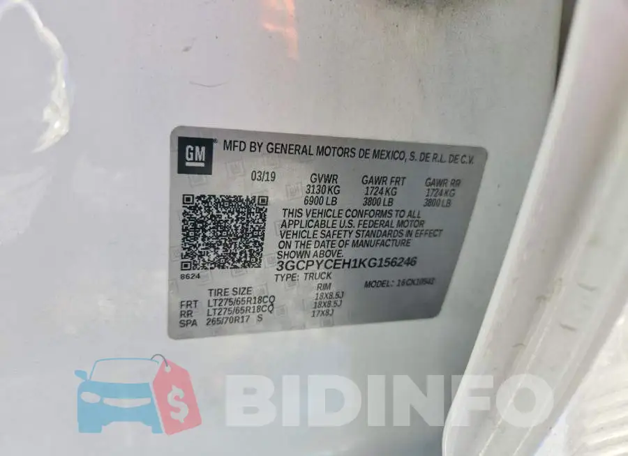 3GCPYCEH1KG156246 Photo# 12