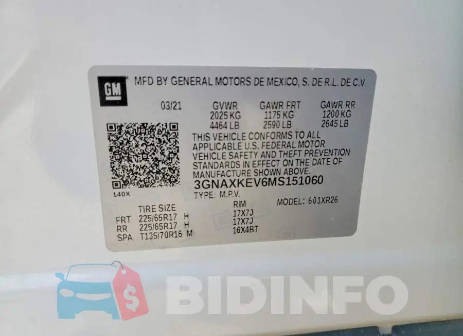 3GNAXKEV6MS151060 Photo# 13