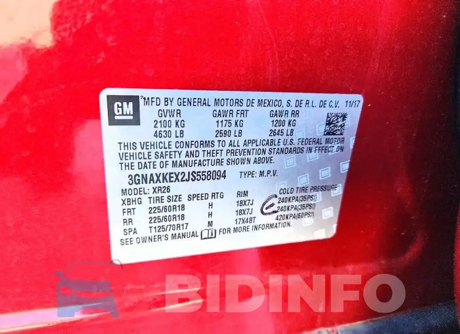 3GNAXKEX2JS558094 Photo# 14