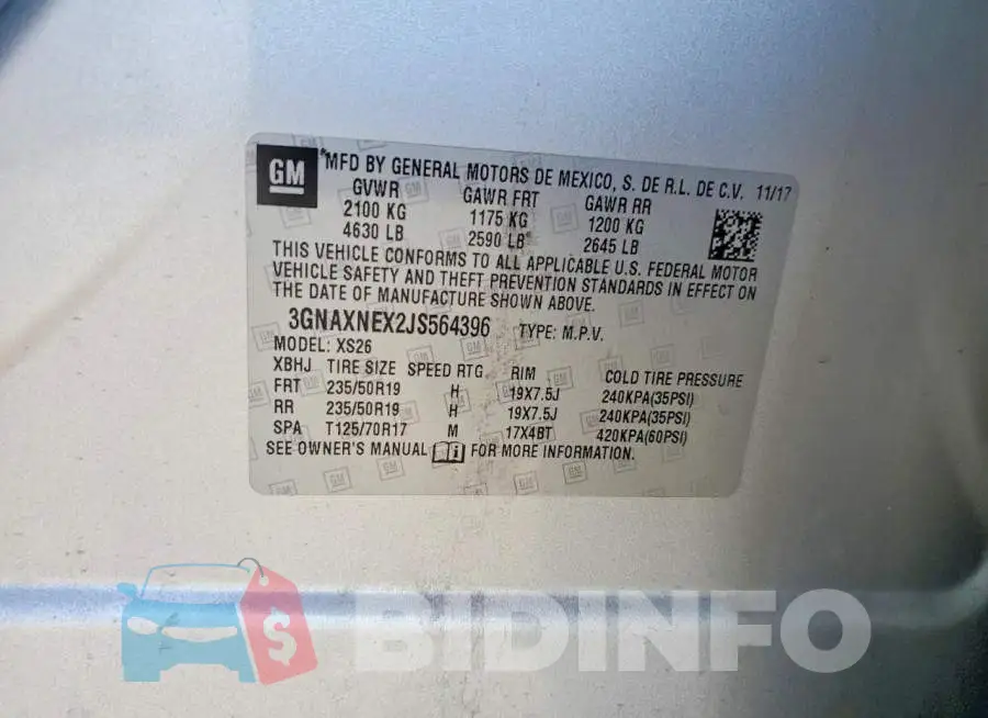 3GNAXNEX2JS564396 Photo# 14