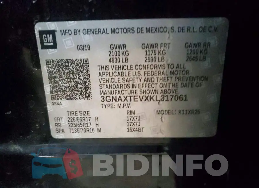 3GNAXTEVXKL317061 Photo# 14