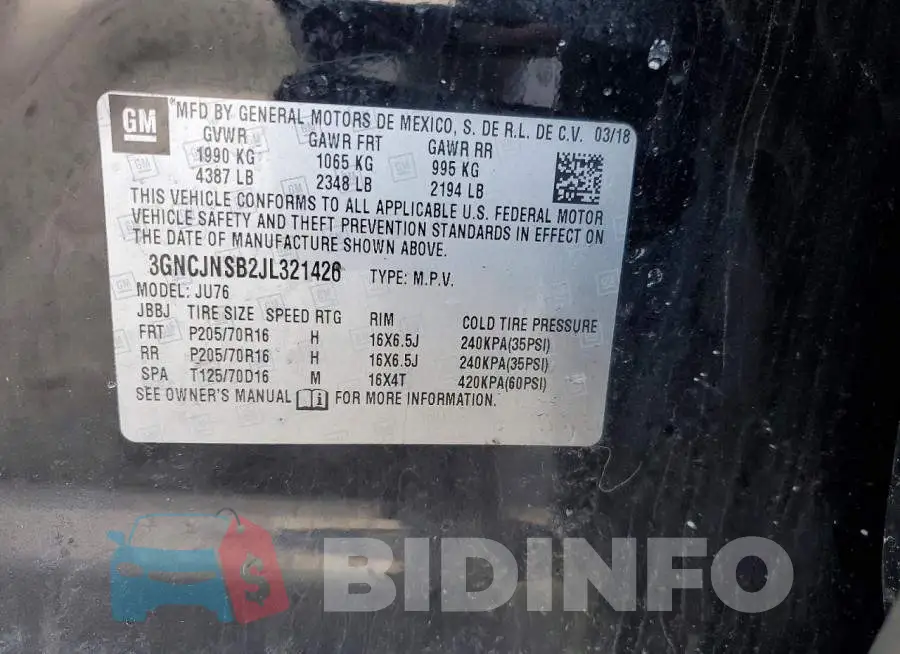 3GNCJNSB2JL321426 Photo# 13