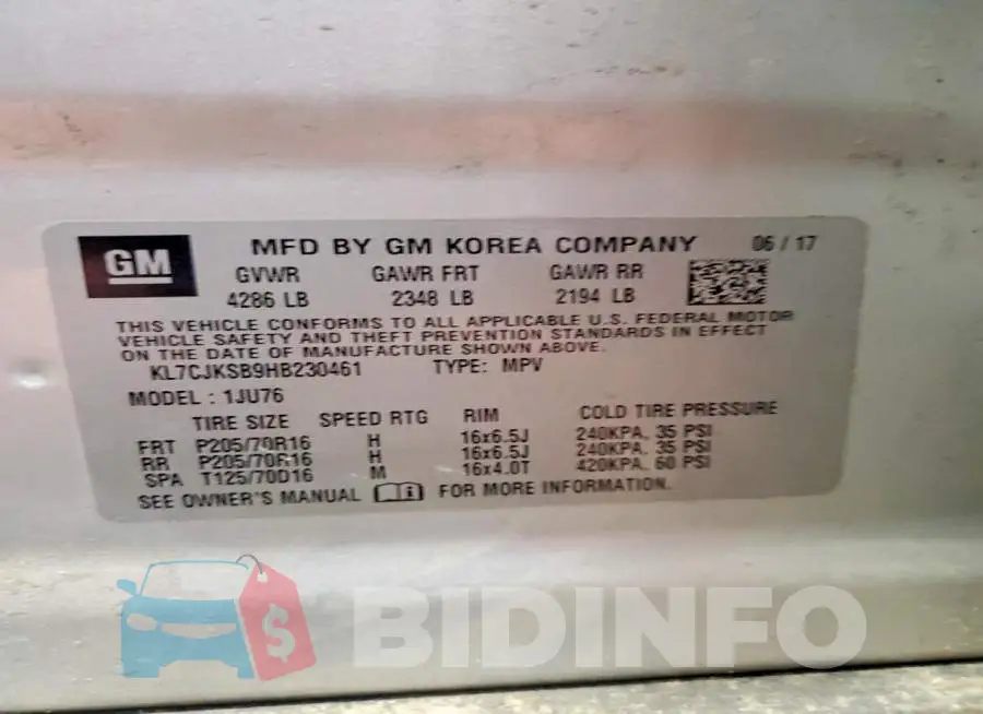 KL7CJKSB9HB230461 Photo# 13