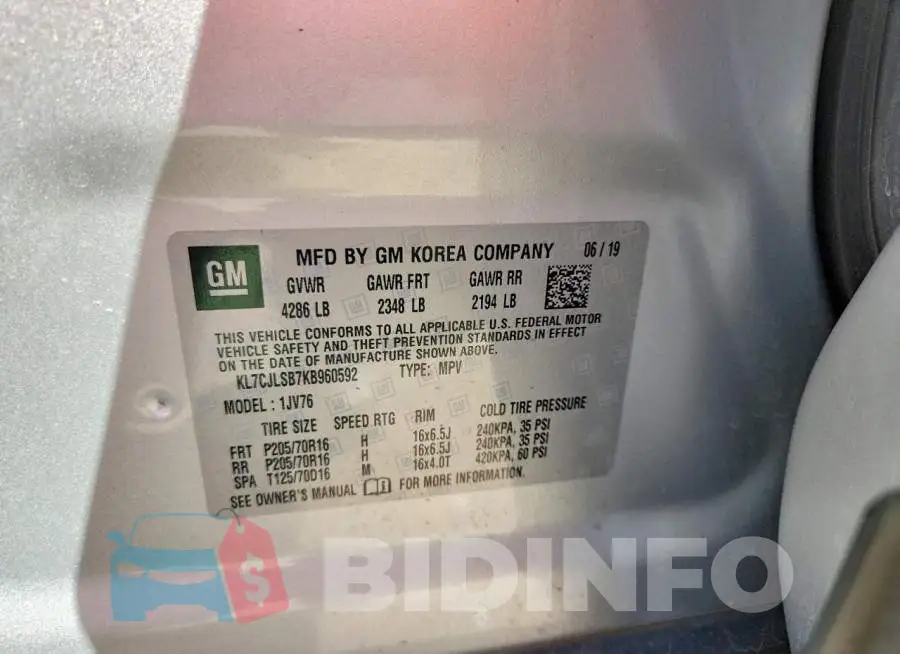 KL7CJLSB7KB960592 Photo# 13