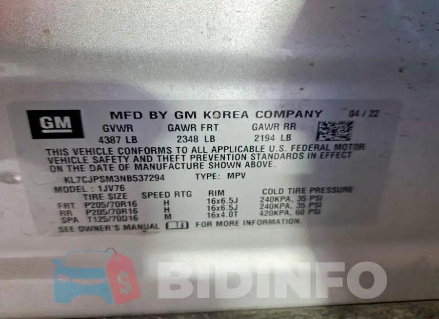 KL7CJPSM3NB537294 Photo# 13