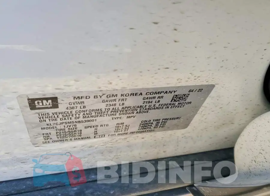 KL7CJPSM5NB539001 Photo# 13