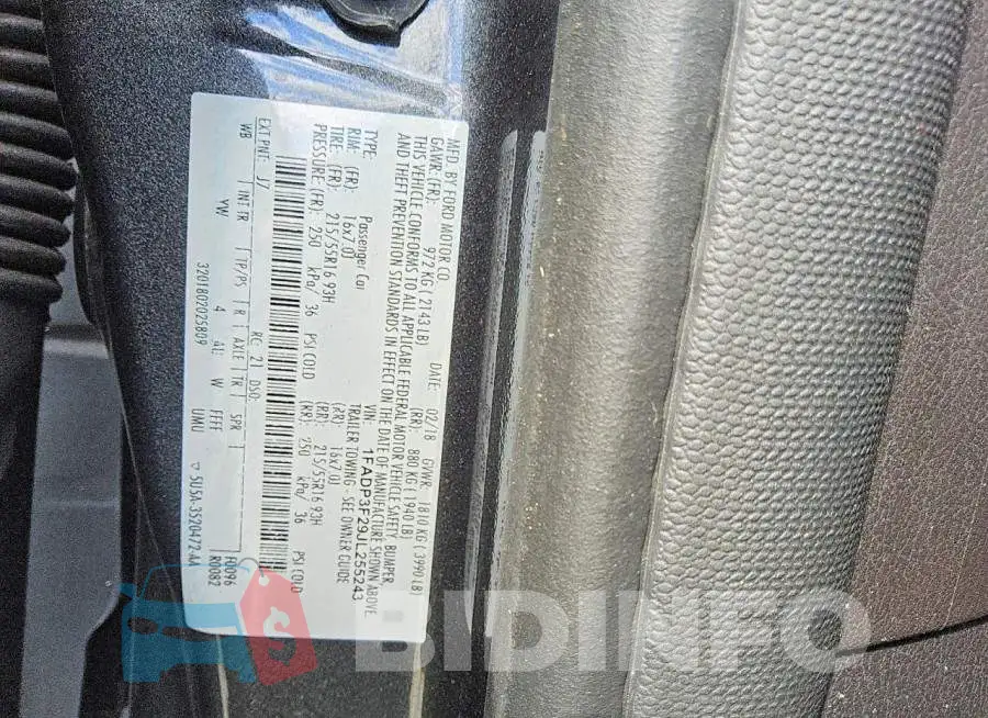 1FADP3F29JL255243 Photo# 12