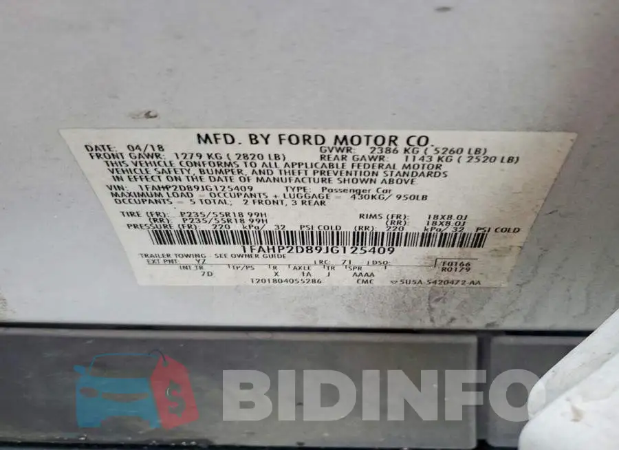 1FAHP2D89JG125409 Photo# 12