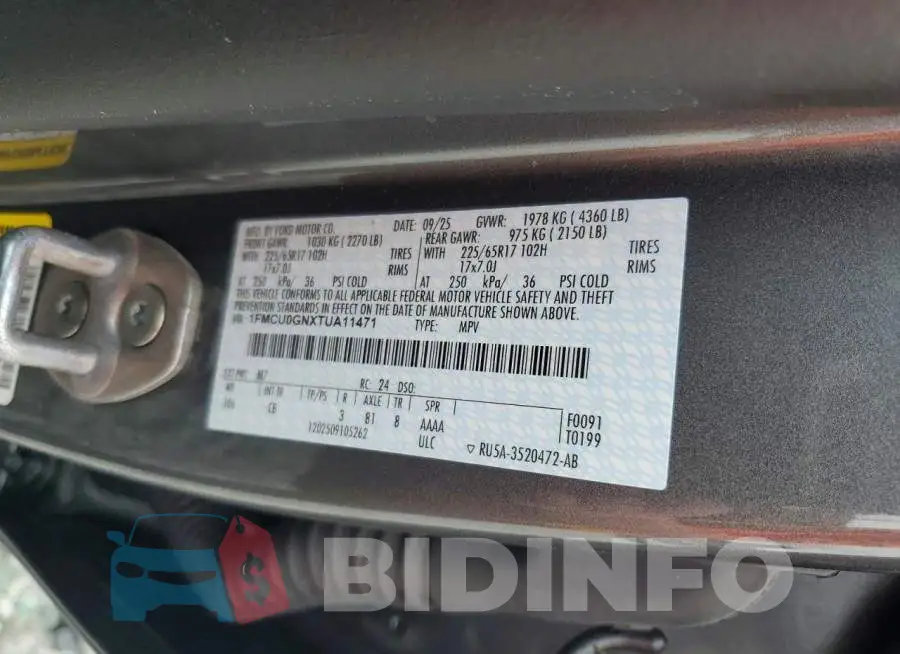 1FMCU0GNXTUA11471 Photo# 14
