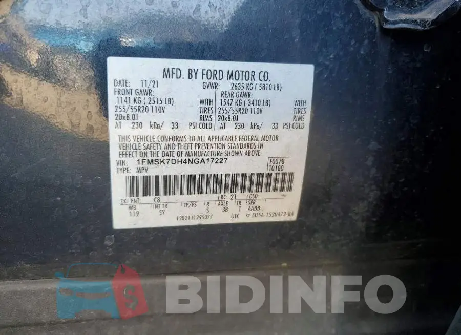 1FMSK7DH4NGA17227 Photo# 13