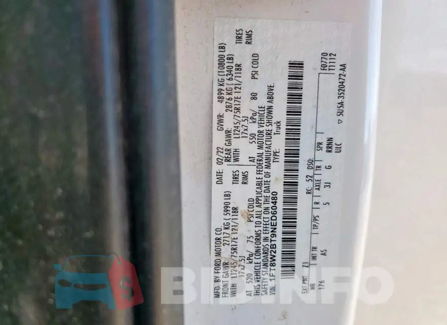 1FT8W2BT9NED60480 Photo# 13