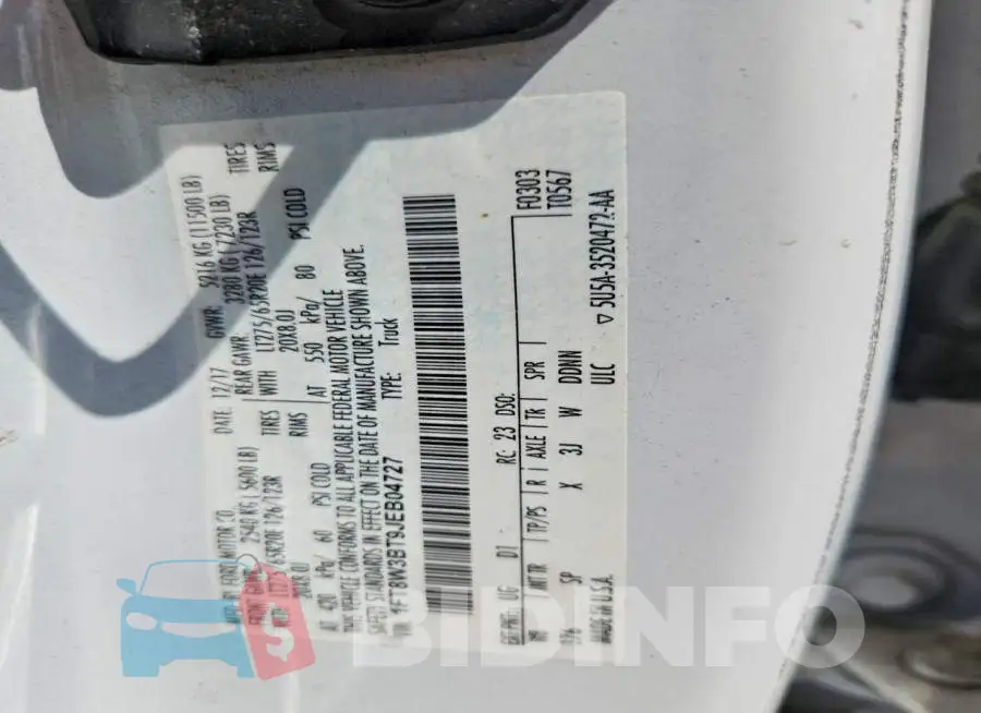 1FT8W3BT9JEB04727 Photo# 12