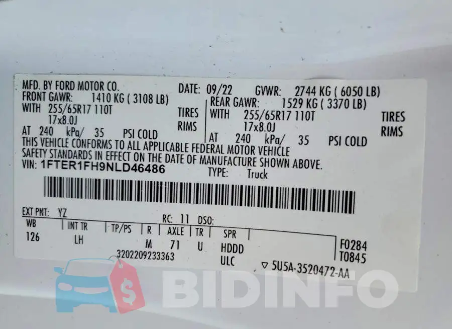 1FTER1FH9NLD46486 Photo# 12