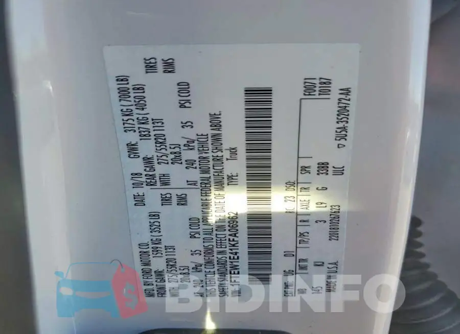 1FTEW1E41KFA06962 Photo# 13