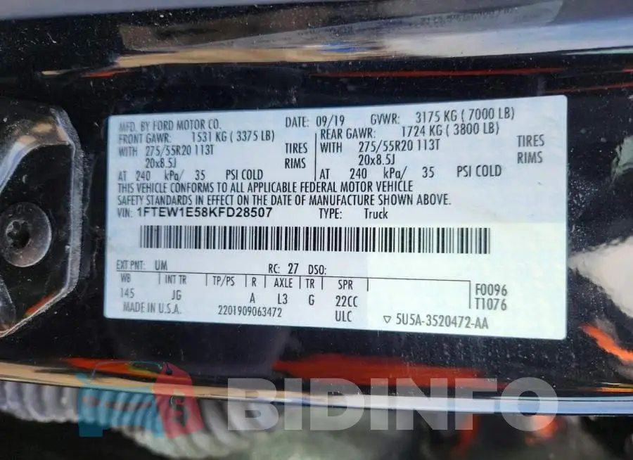 1FTEW1E58KFD28507 Photo# 12