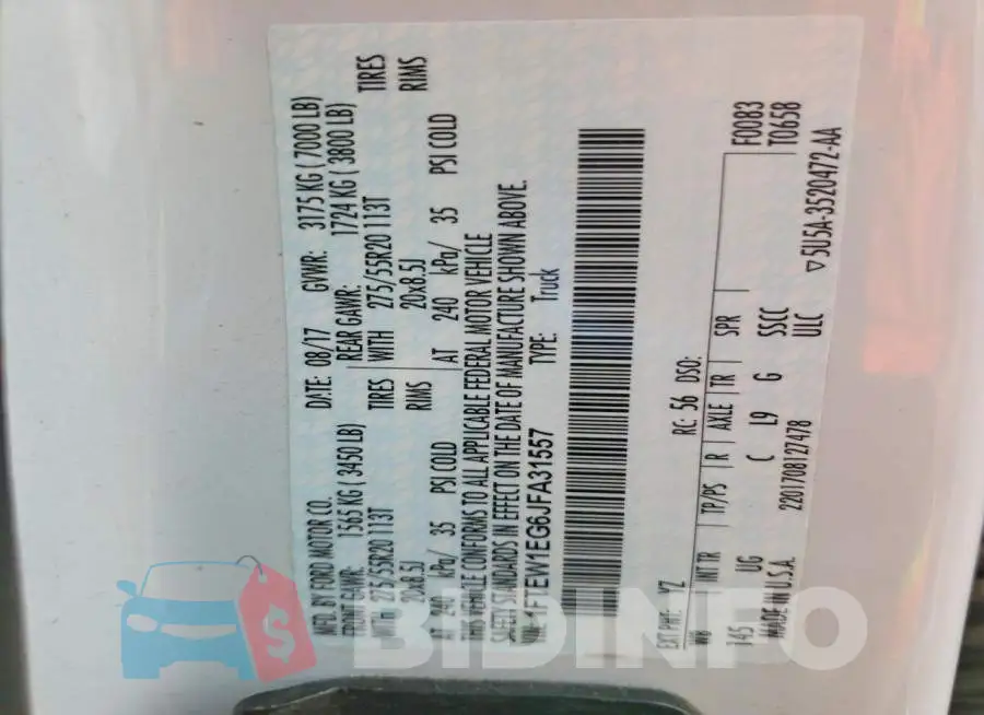 1FTEW1EG6JFA31557 Photo# 12