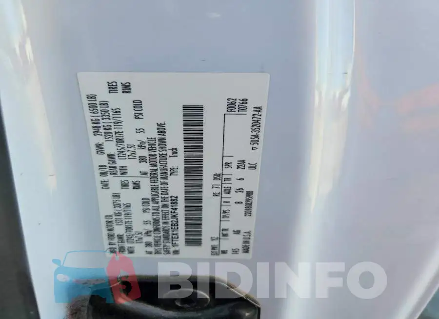 1FTEX1EB2JKF41882 Photo# 12