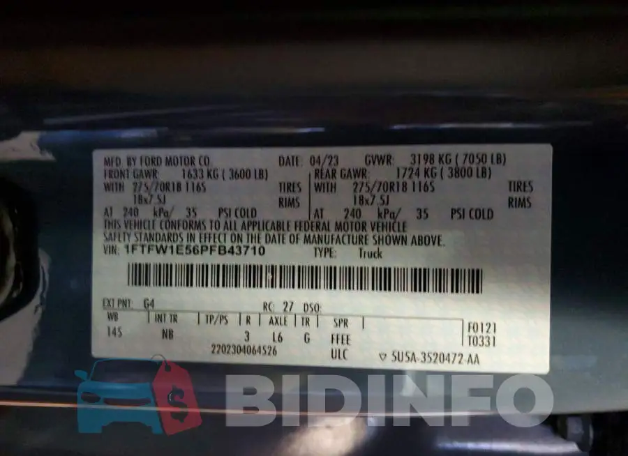 1FTFW1E56PFB43710 Photo# 12