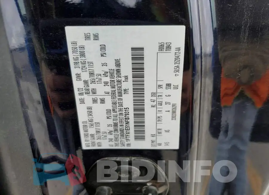 1FTFX1E51NFB79315 Photo# 12