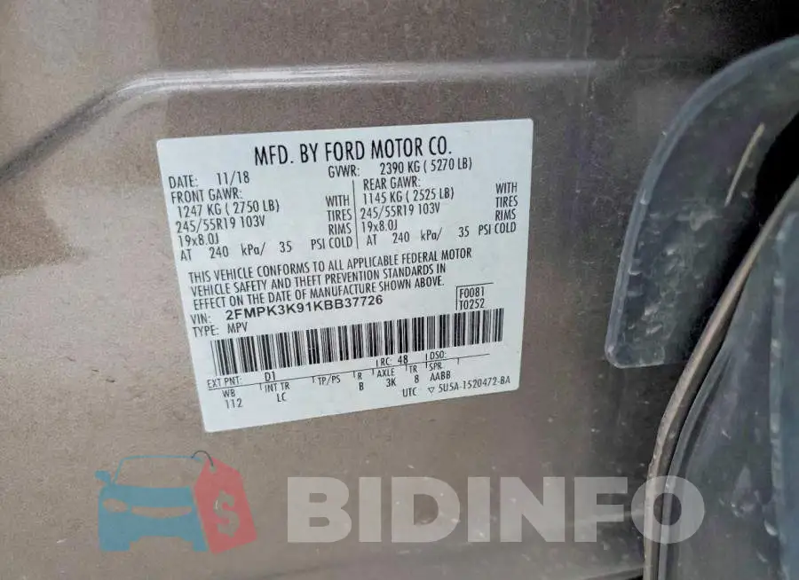 2FMPK3K91KBB37726 Photo# 13