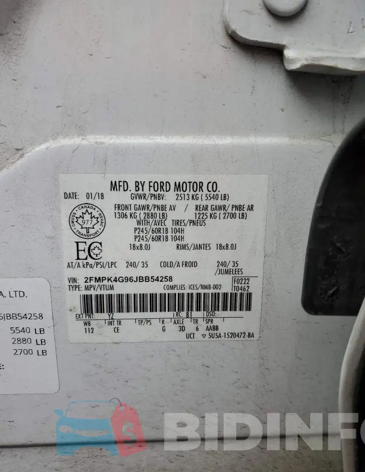 2FMPK4G96JBB54258 Photo# 13