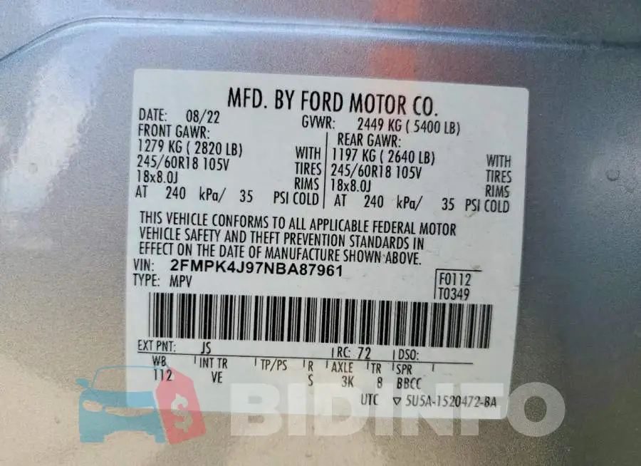 2FMPK4J97NBA87961 Photo# 13
