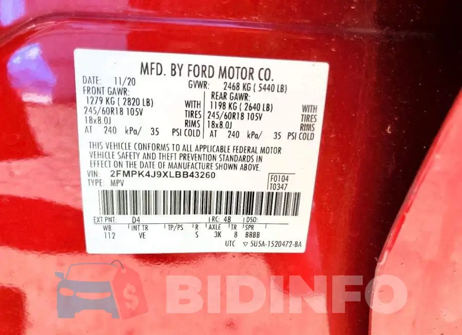 2FMPK4J9XLBB43260 Photo# 13