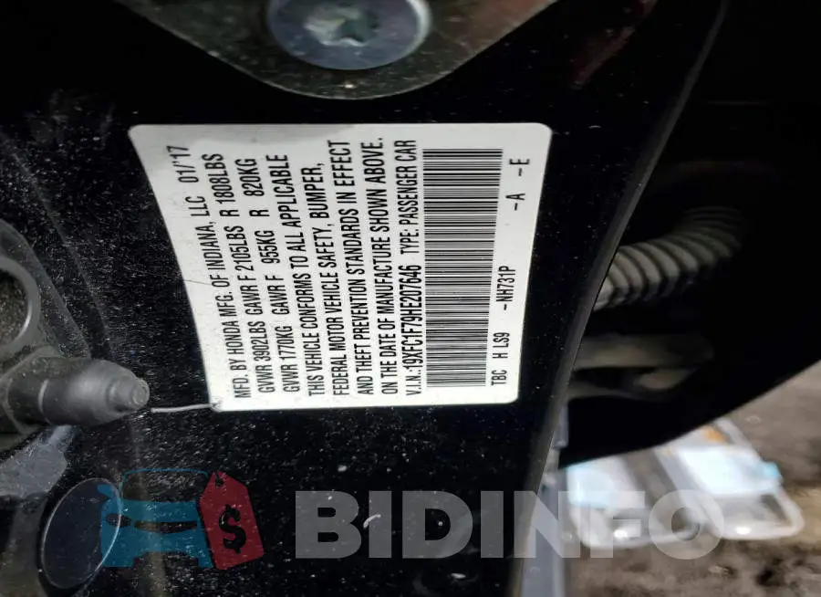 19XFC1F79HE207646 Photo# 13