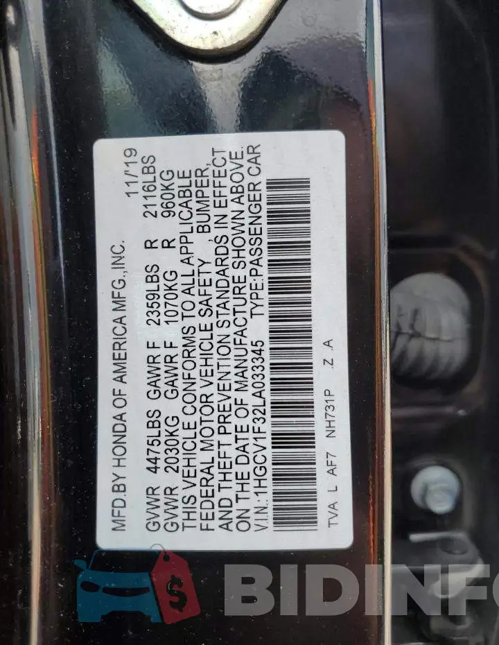 1HGCV1F32LA033345 Photo# 13