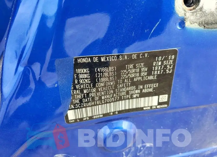 3CZRU6H16LG700577 Photo# 14