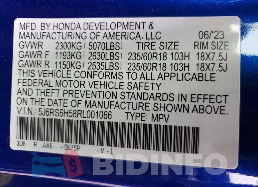 5J6RS6H58RL001066 Photo# 13