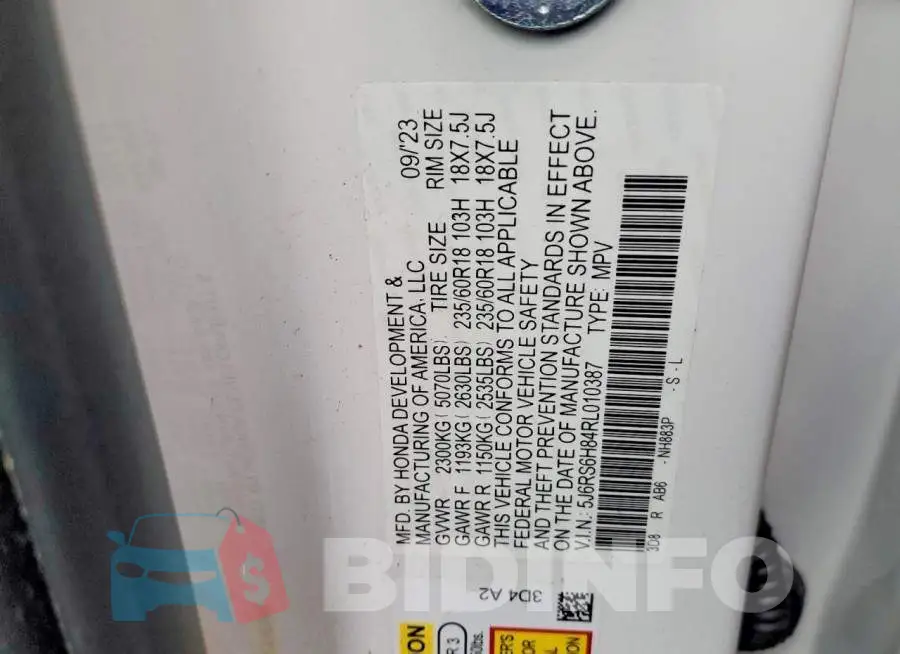 5J6RS6H84RL010387 Photo# 13