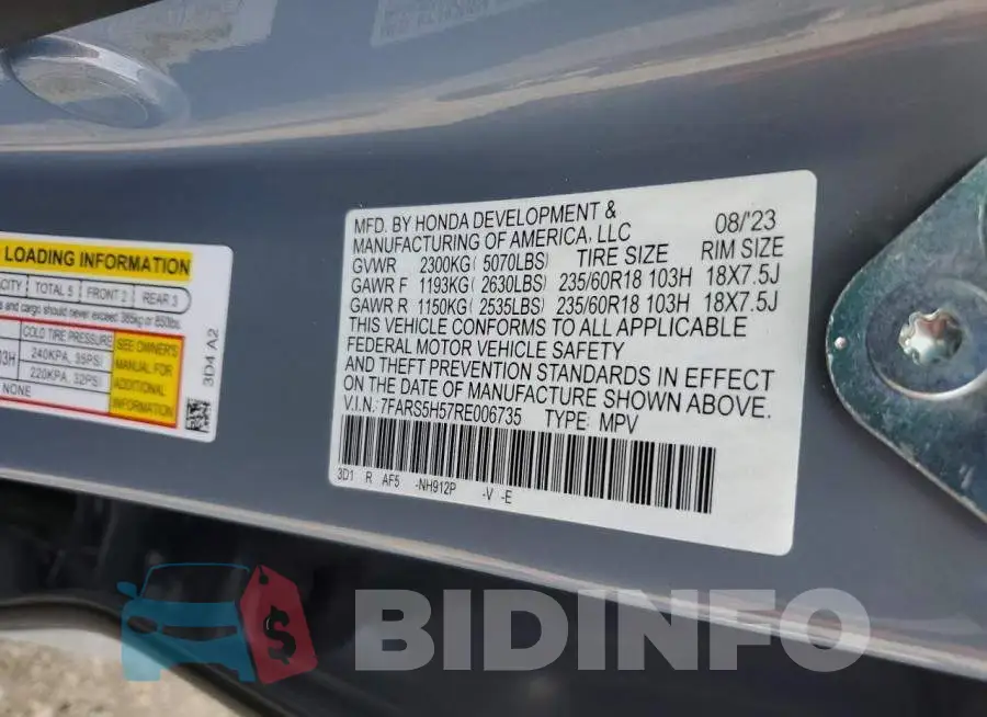7FARS5H57RE006735 Photo# 12