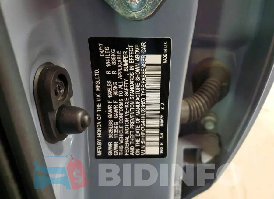 SHHFK7G44HU228150 Photo# 12