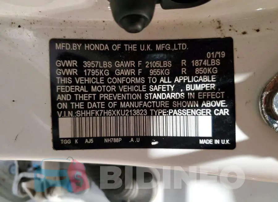 SHHFK7H6XKU213823 Photo# 12