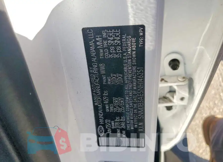 5NMJB3AE5NH146251 Photo# 13