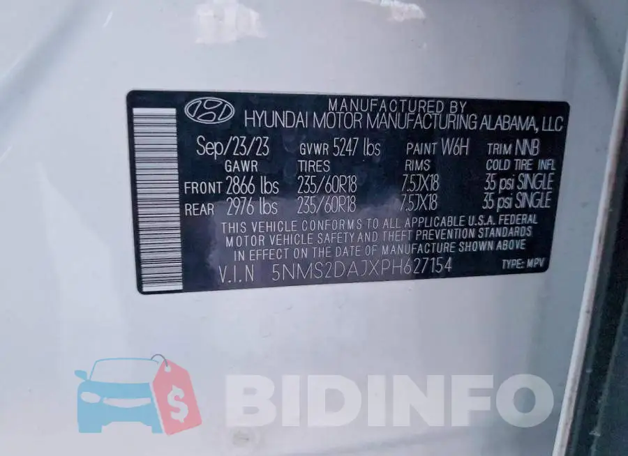 5NMS2DAJXPH627154 Photo# 14