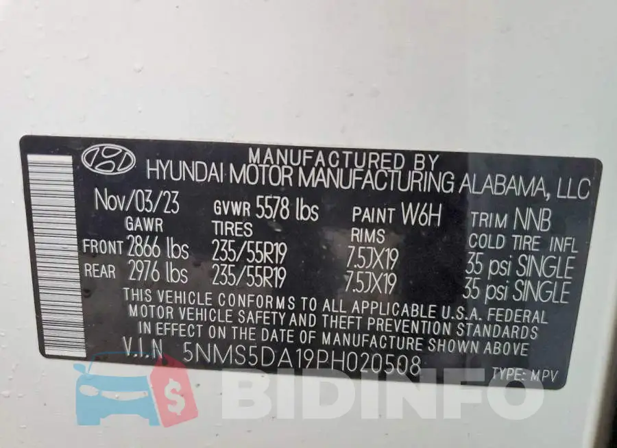 5NMS5DA19PH020508 Photo# 12
