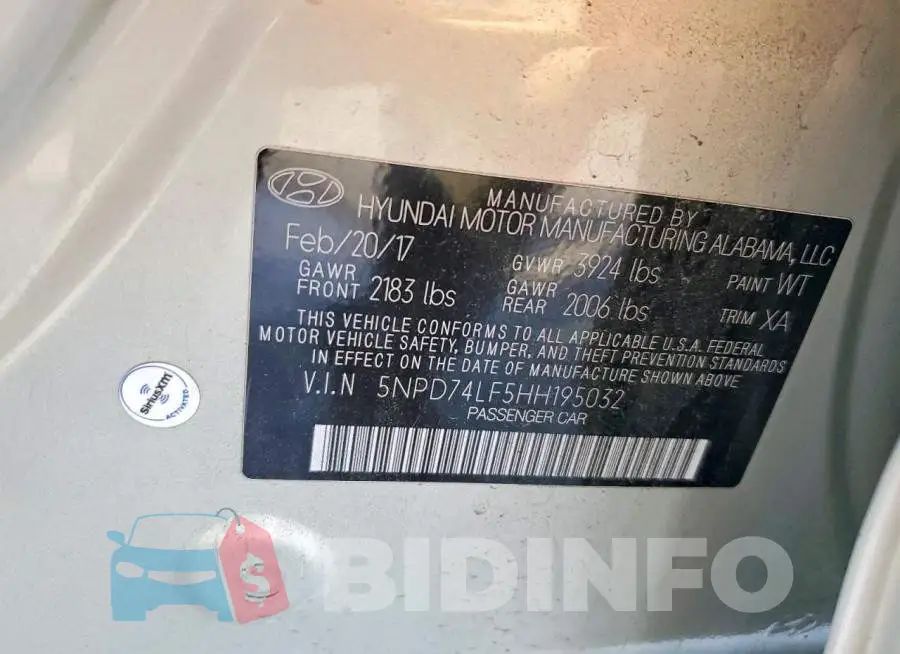 5NPD74LF5HH195032 Photo# 13