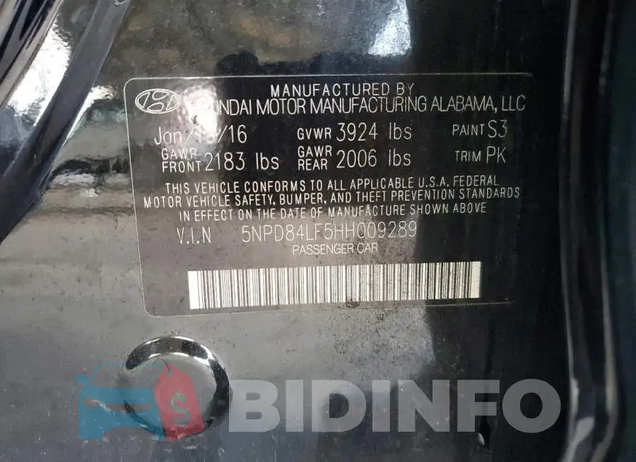 5NPD84LF5HH009289 Photo# 12