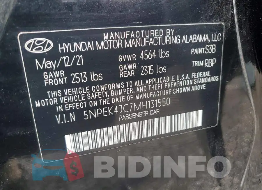 5NPEK4JC7MH131550 Photo# 12