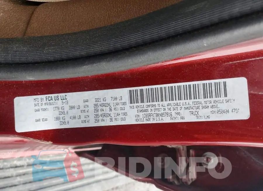 1C6SRFKT8KN857916 Photo# 12